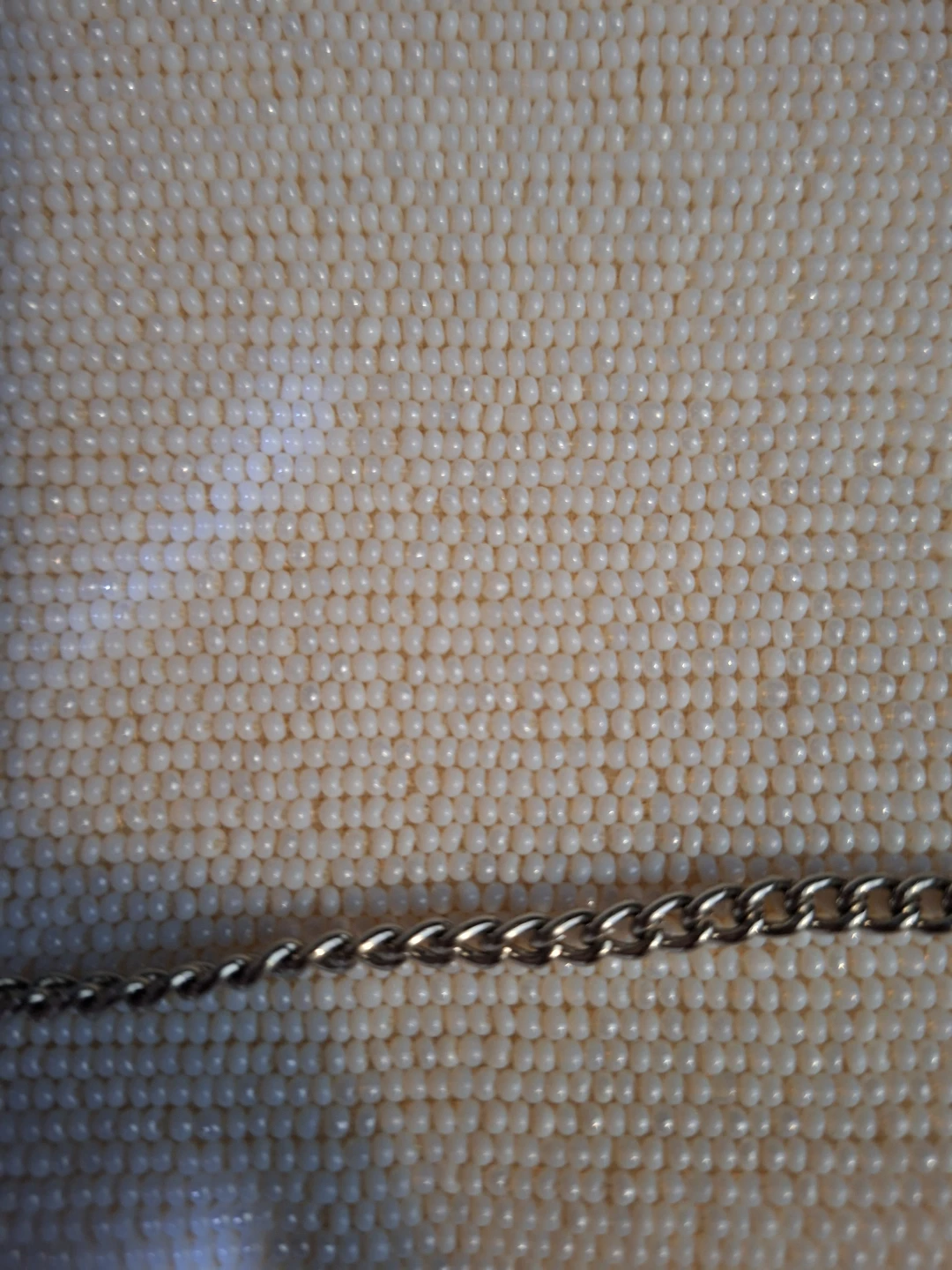 White Beaded Clutch with Chain 1950s 60s era - photo 4
