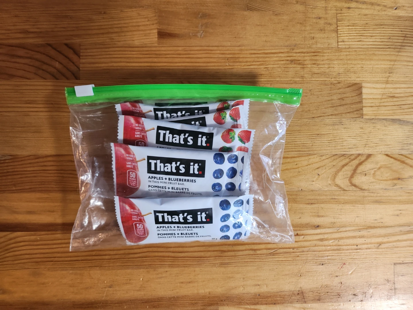 That's it. Mini Fruit Bars Apples + Blueberries & Strawberries