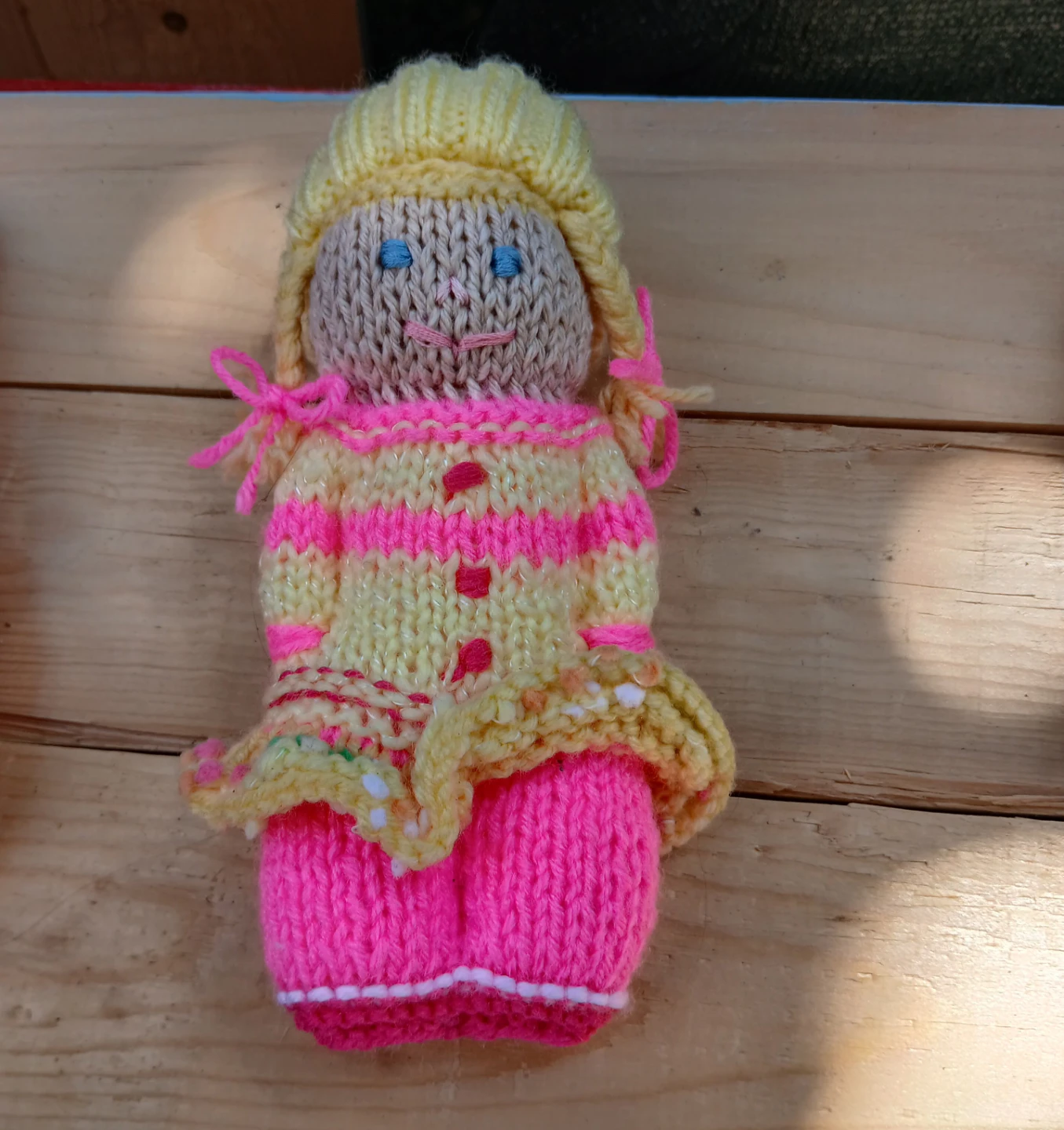 Hand-Knitted Doll and Bear Set - photo 3