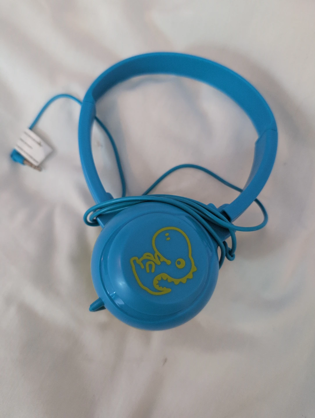 Blue Kids Headphones with Dinosaur Design