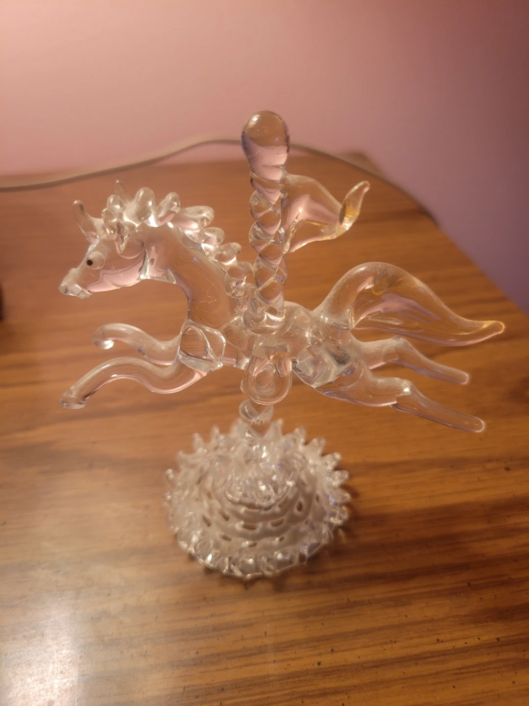 Clear Glass Carousel Horse Figurine