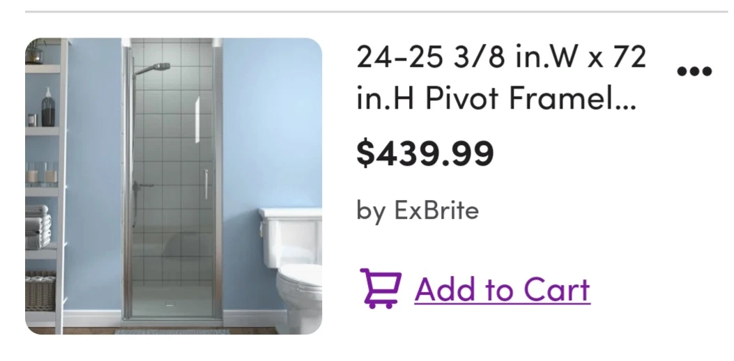 Silver 24-25 3/8 in. W x 72 in. Frameless Glass Shower Door - photo 2