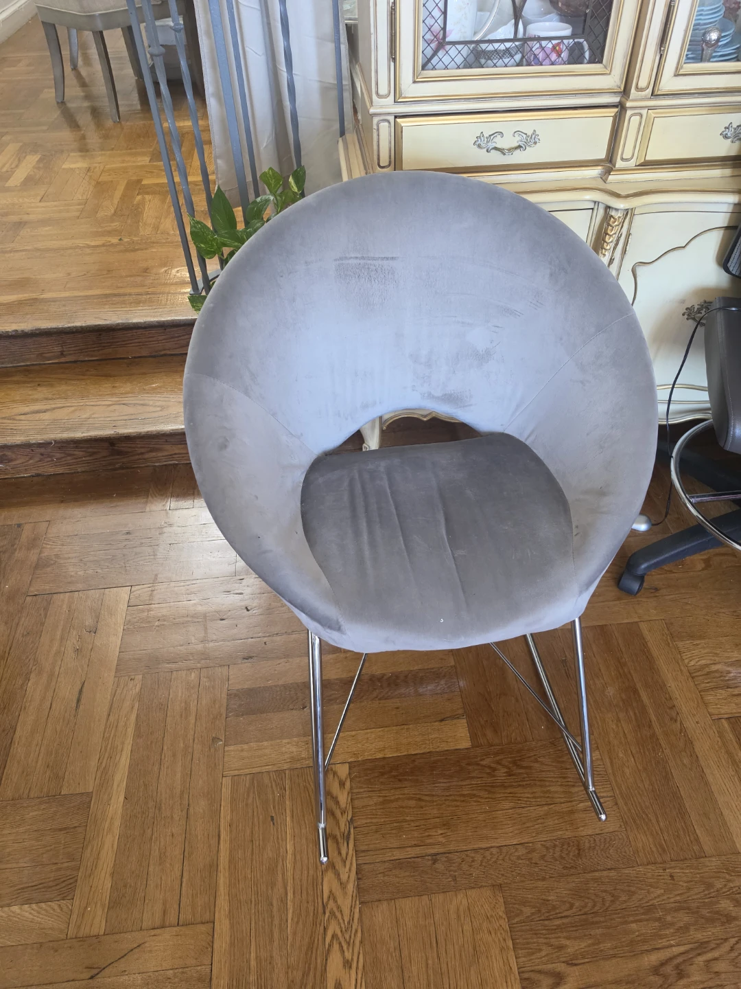 Gray Velvet Rocking Chair - photo 2