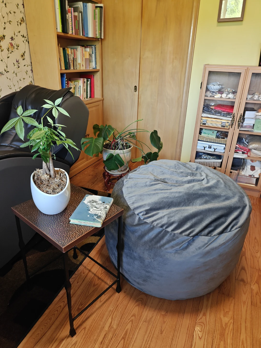 Grey Velvet Bean Bag Chair