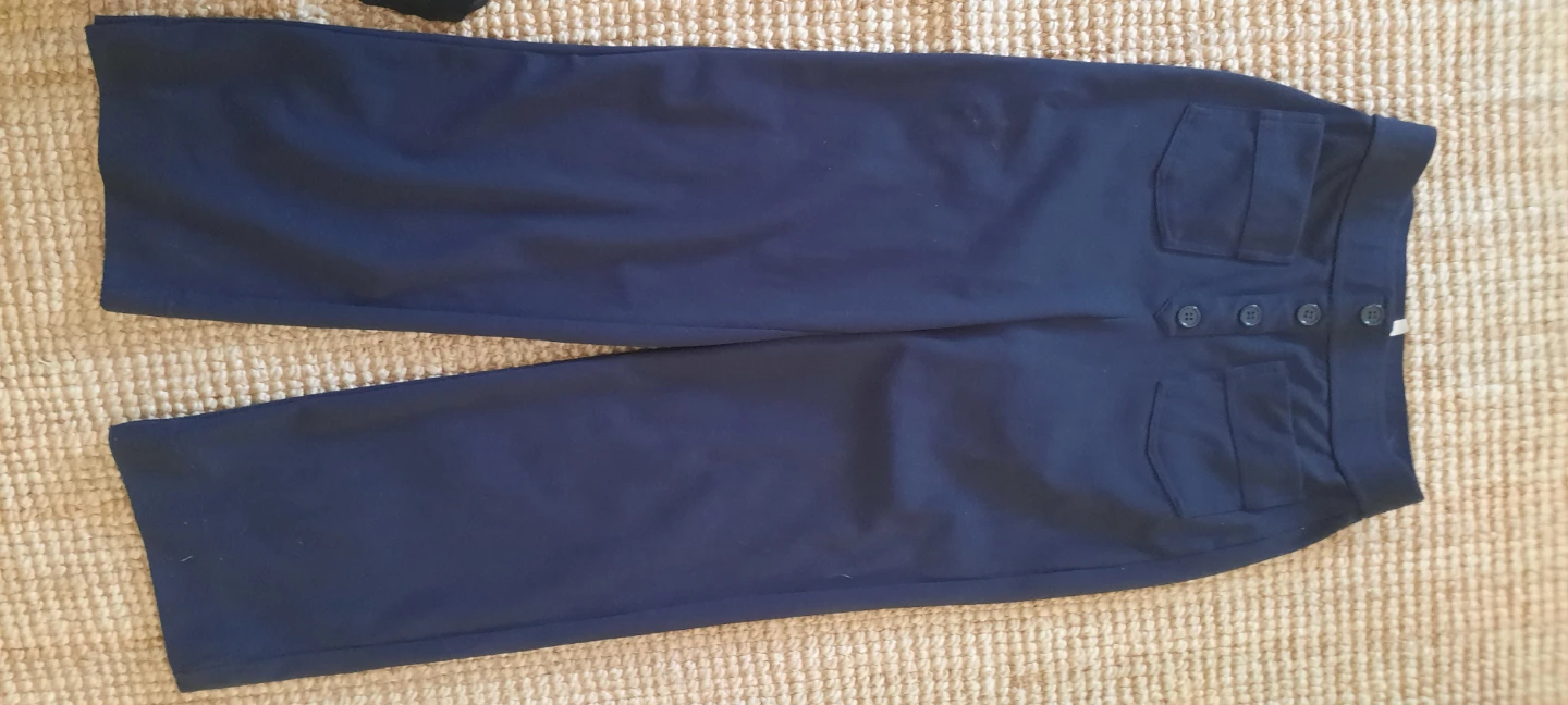 Navy Blue Button-Front Pants