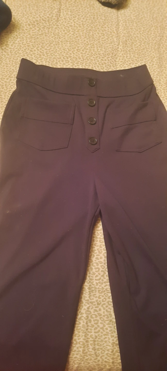 Navy Blue Button-Front Pants - photo 2