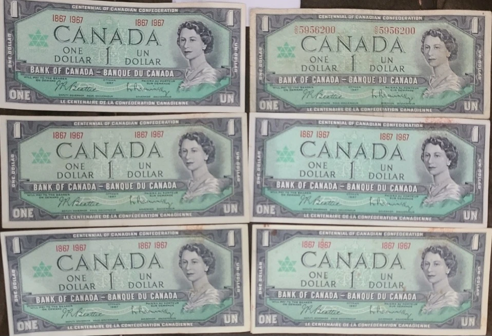 Canada 1 Dollar Banknotes (6) - 1867-1967