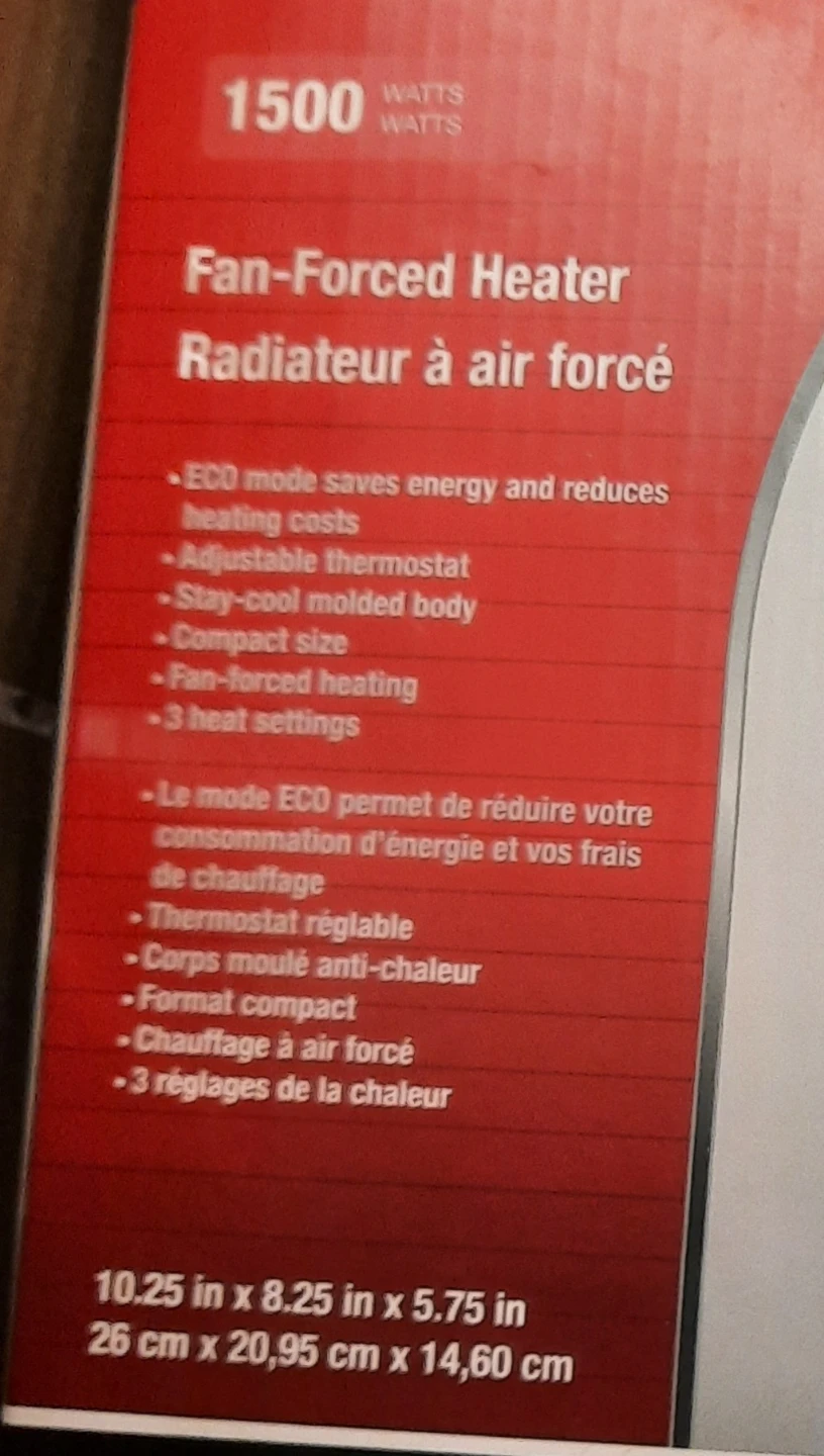 New 1500W Fan-Forced Space Heater white - photo 4