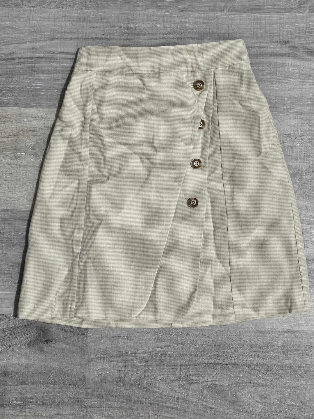 Tan Plaid Button-Front Skirt