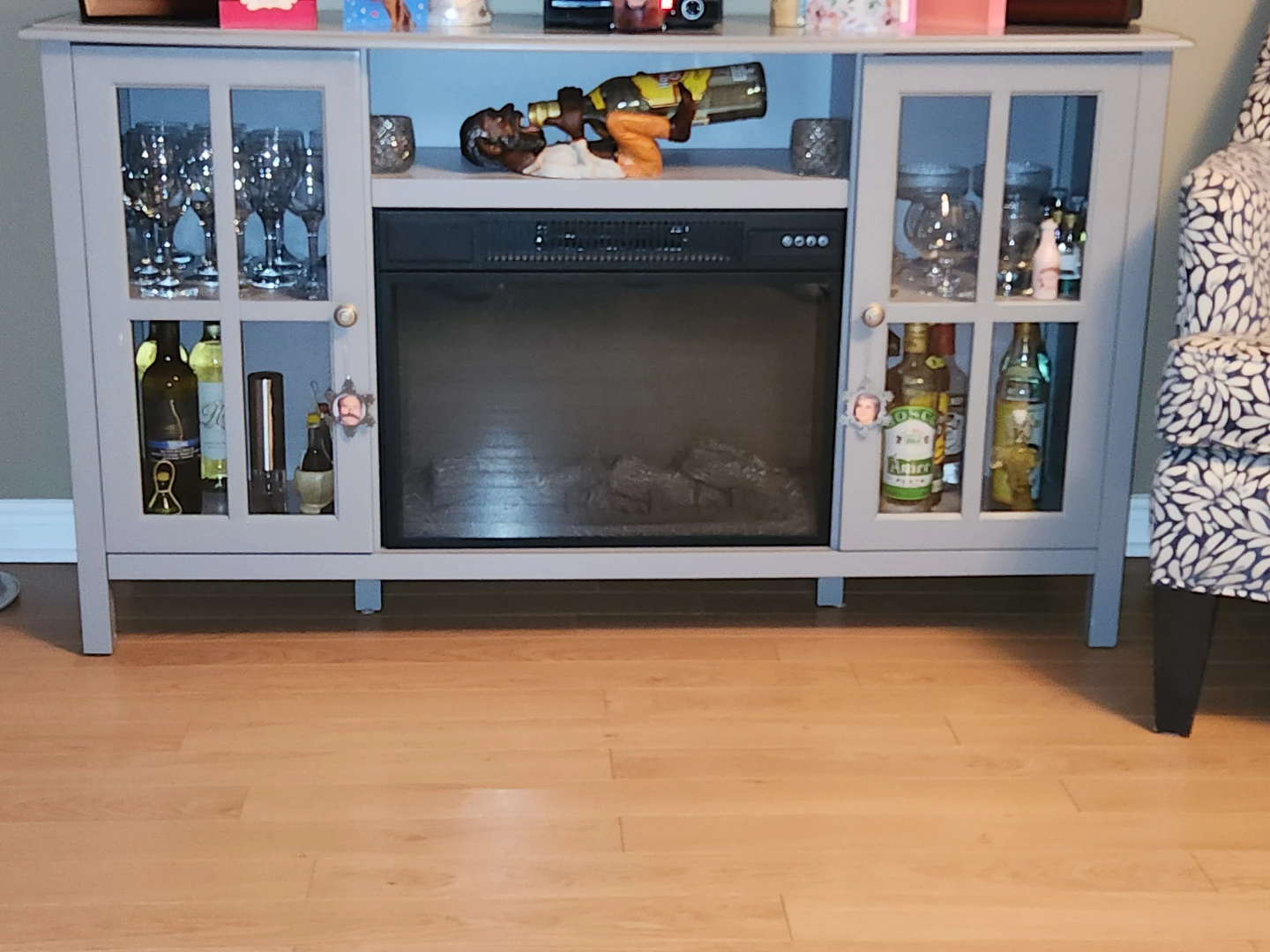 Grey Electric Fireplace TV Stand