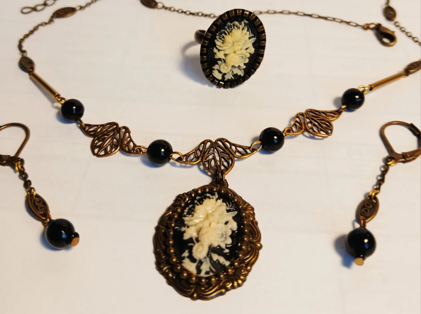 Cameo Necklace, Earrings, and Ring Set - photo 2