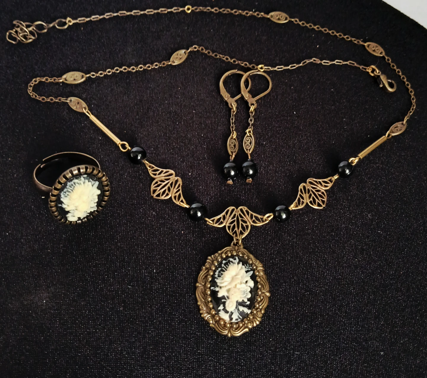Cameo Necklace, Earrings, and Ring Set - photo 3