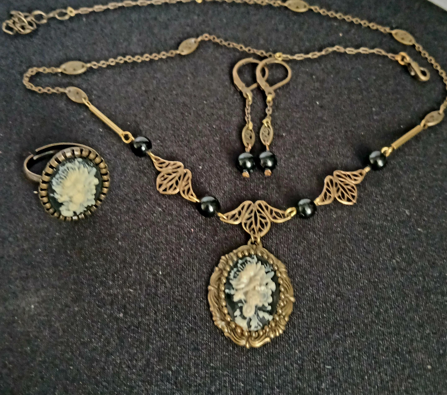 Cameo Necklace, Earrings, and Ring Set - photo 5