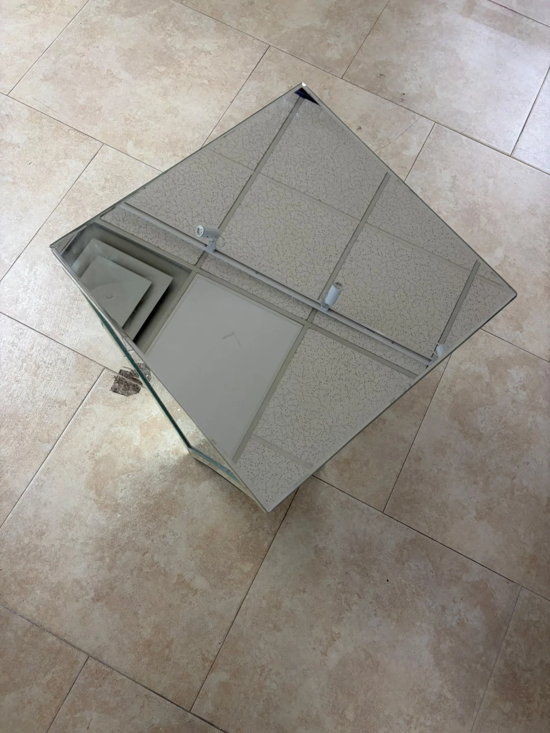 Mirrored Accent Table with Crushed Diamond Detail - photo 3