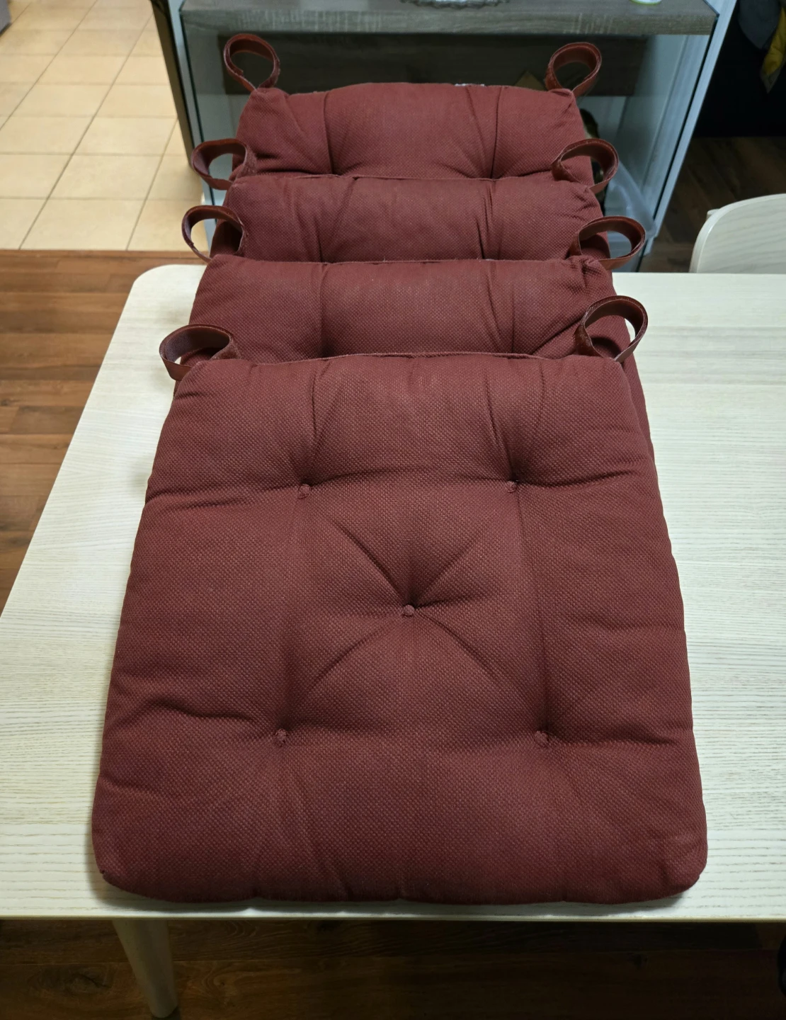 Set of 4 Tufted Seat Cushions with Ties - photo 3