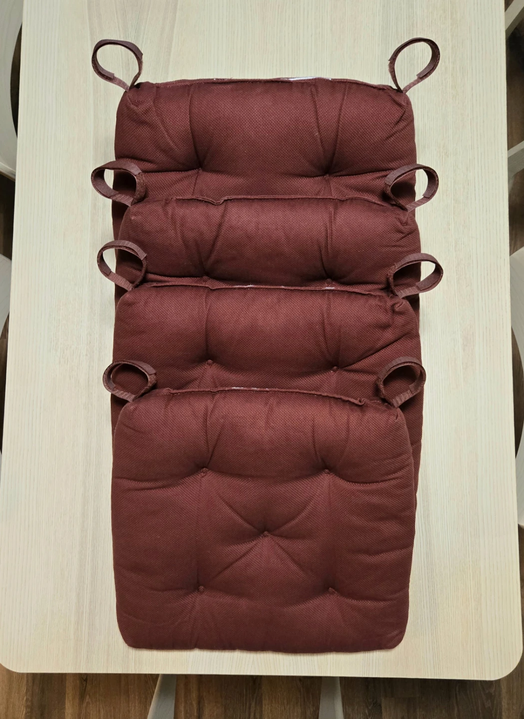 Set of 4 Tufted Seat Cushions with Ties - photo 4