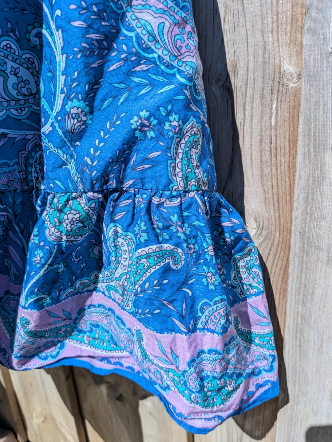 Blue paisley print midi skirt with tiered ruffle hem - photo 5