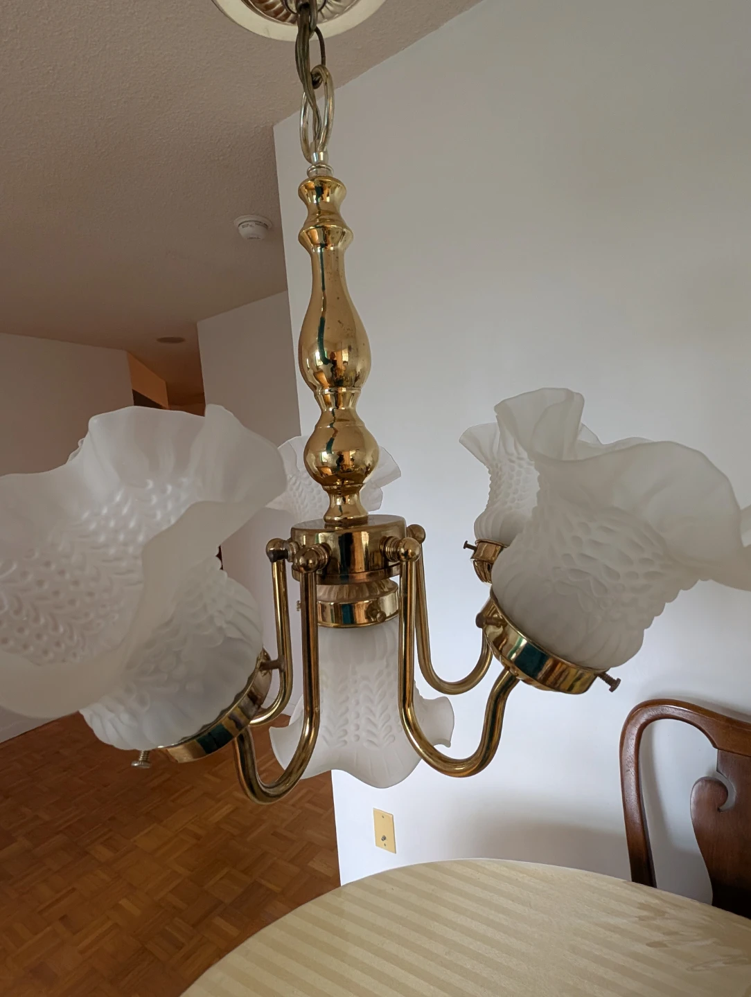 Brass Chandelier with Frosted Glass Shades - photo 3