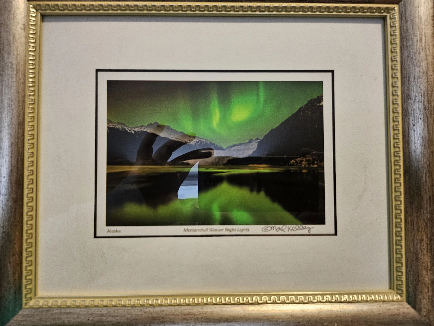 Mendenhall Glacier Night Lights Framed Print by Mal Kelley