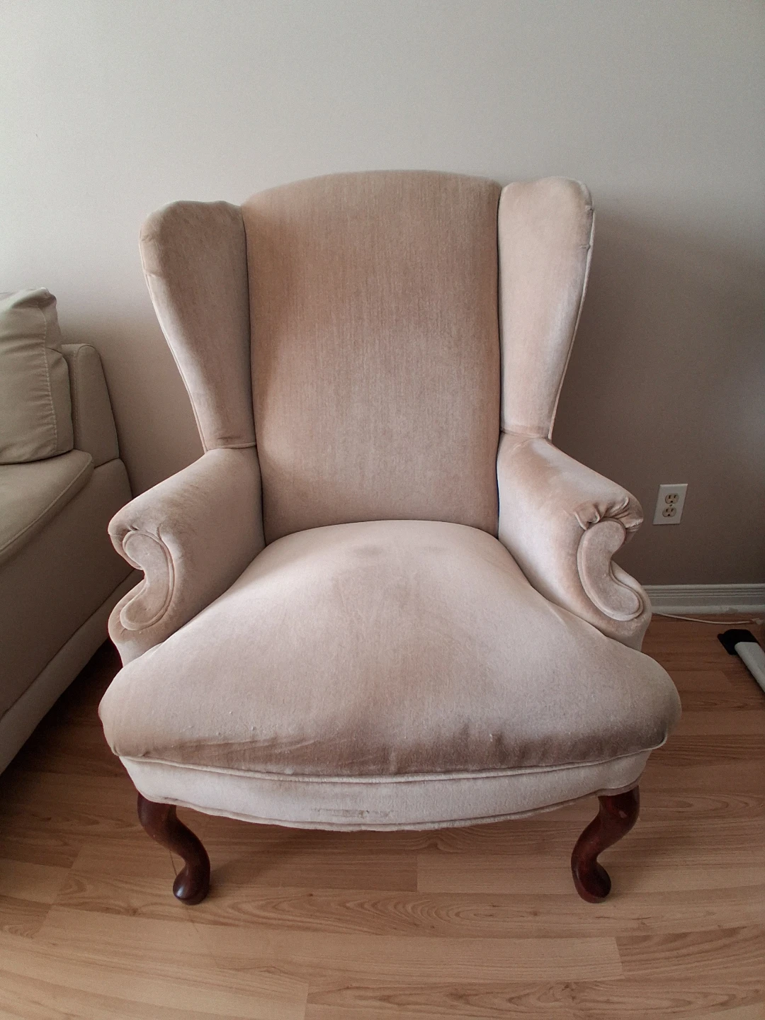 Beige Wingback Armchair