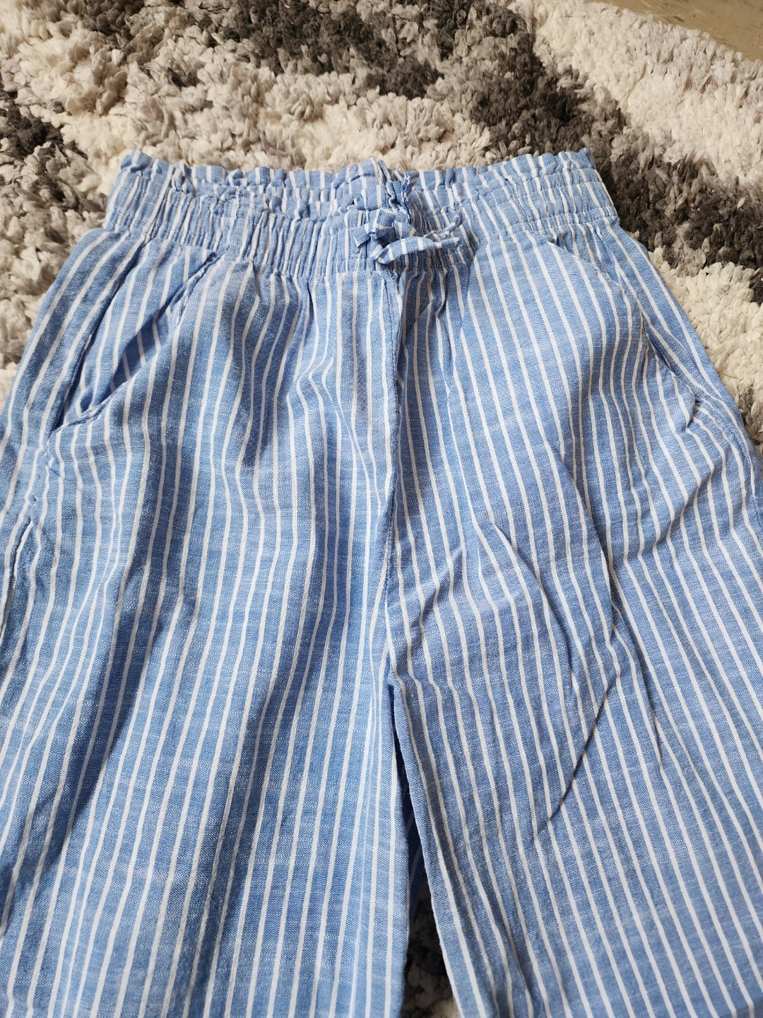H&M Blue Striped Linen Blend Pants - photo 2