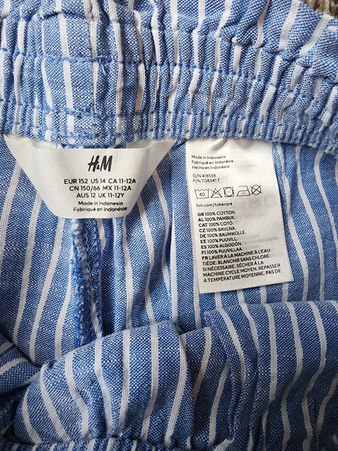 H&M Blue Striped Linen Blend Pants - photo 3