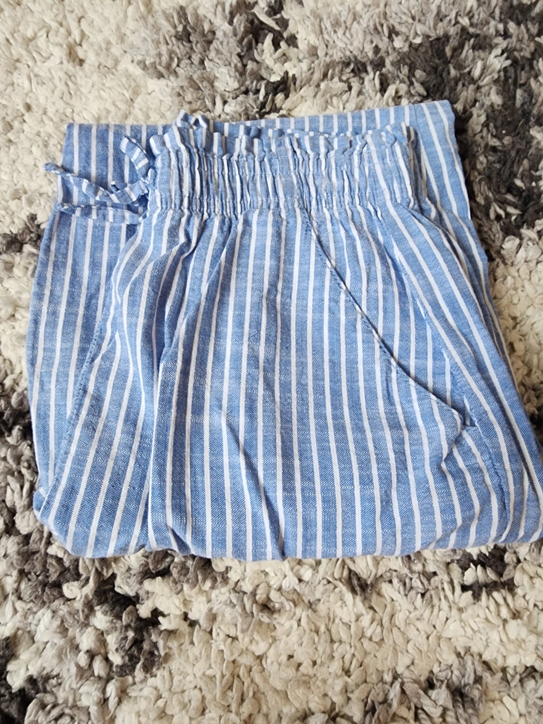 H&M Blue Striped Linen Blend Pants - photo 4