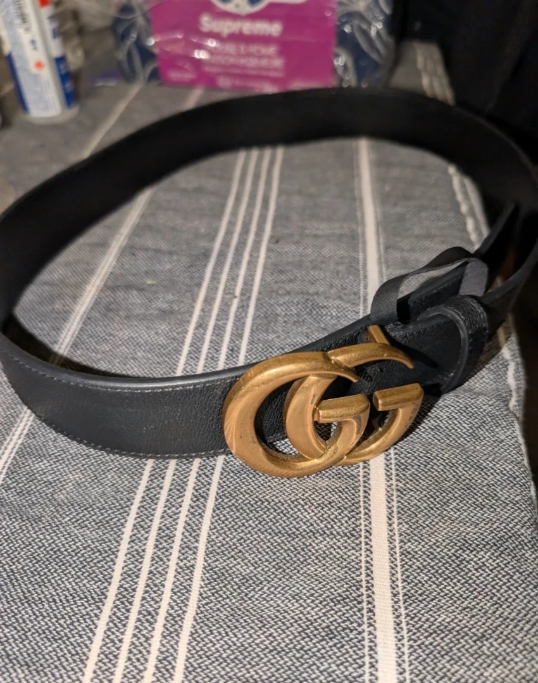 FAUX Gucci Belt with Double G Buckle