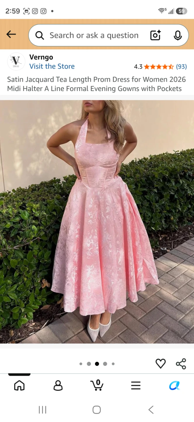Pink Satin Jacquard A-line Dress - photo 2
