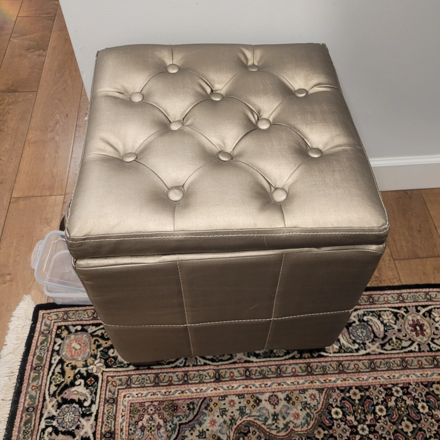 CLASSY METALIC GOLD Storage Ottoman Footrest