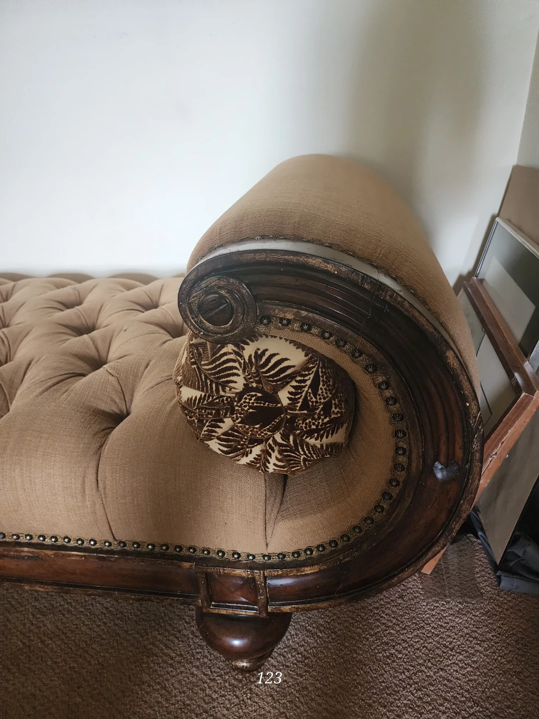 Tufted Chaise Lounge with Bolster Pillows - photo 2