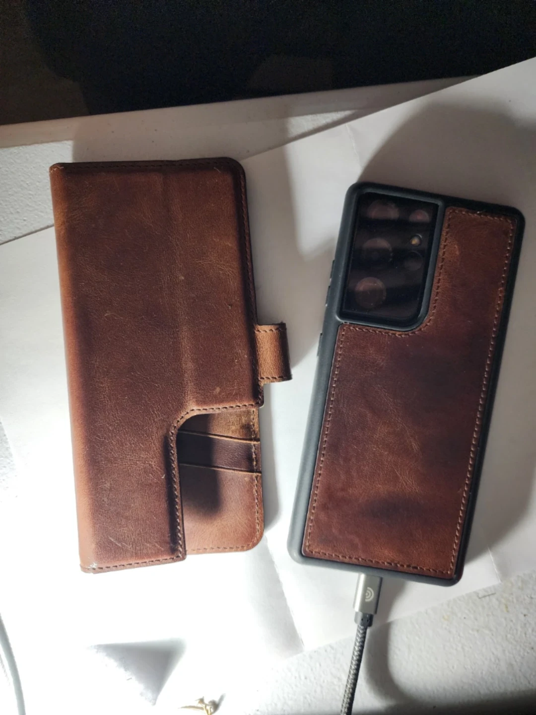 Samsung S21 ultra 5G 128GB with Brown Leather Wallet Phone Case - photo 4