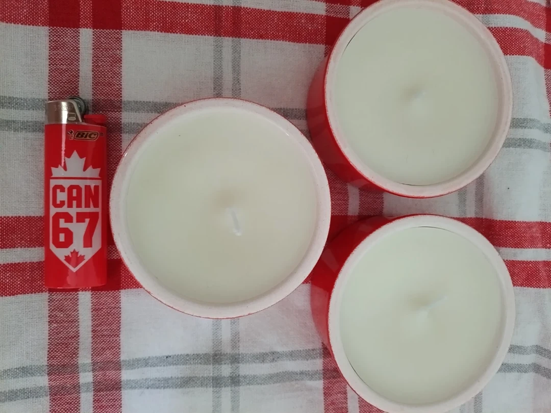 3 candles and lighter