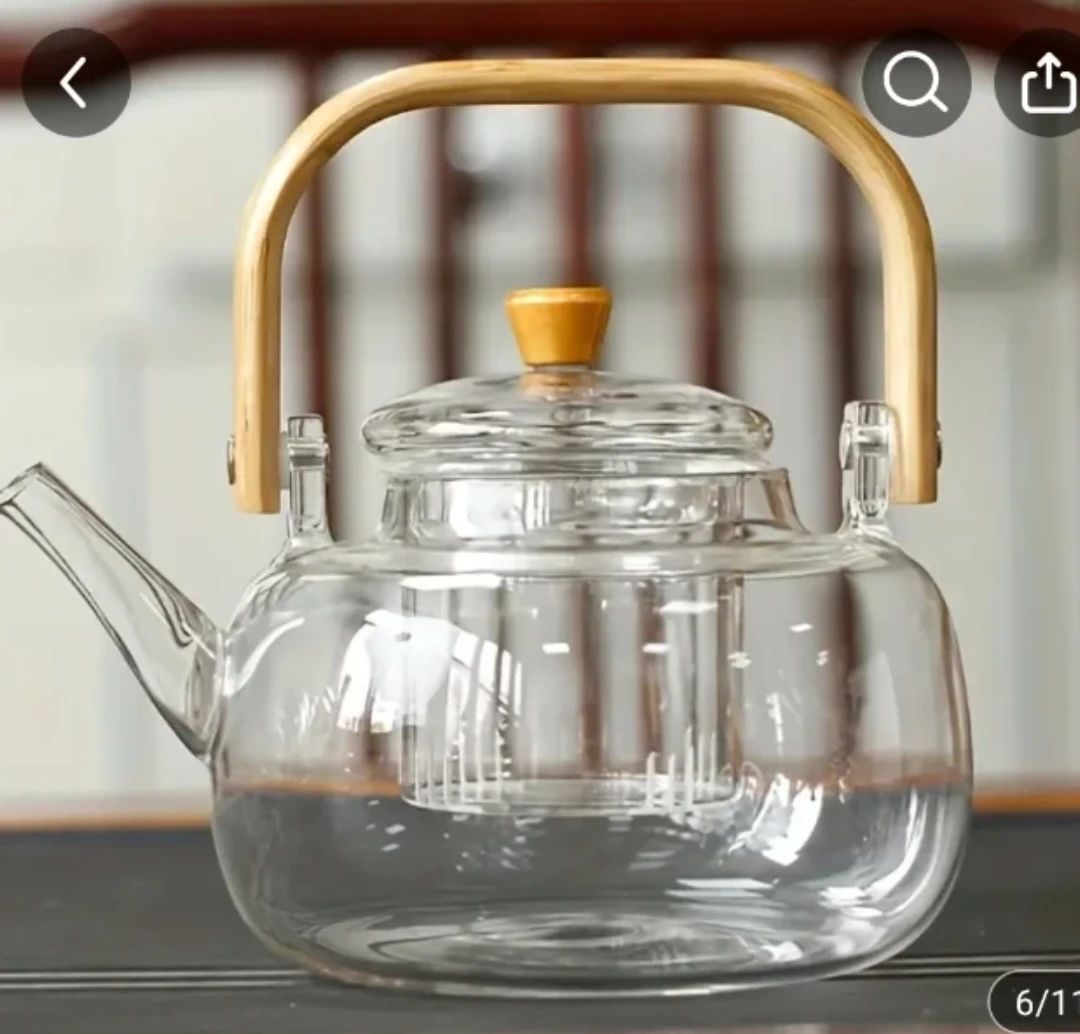 Glass Teapot with Wood Handle and Infuser