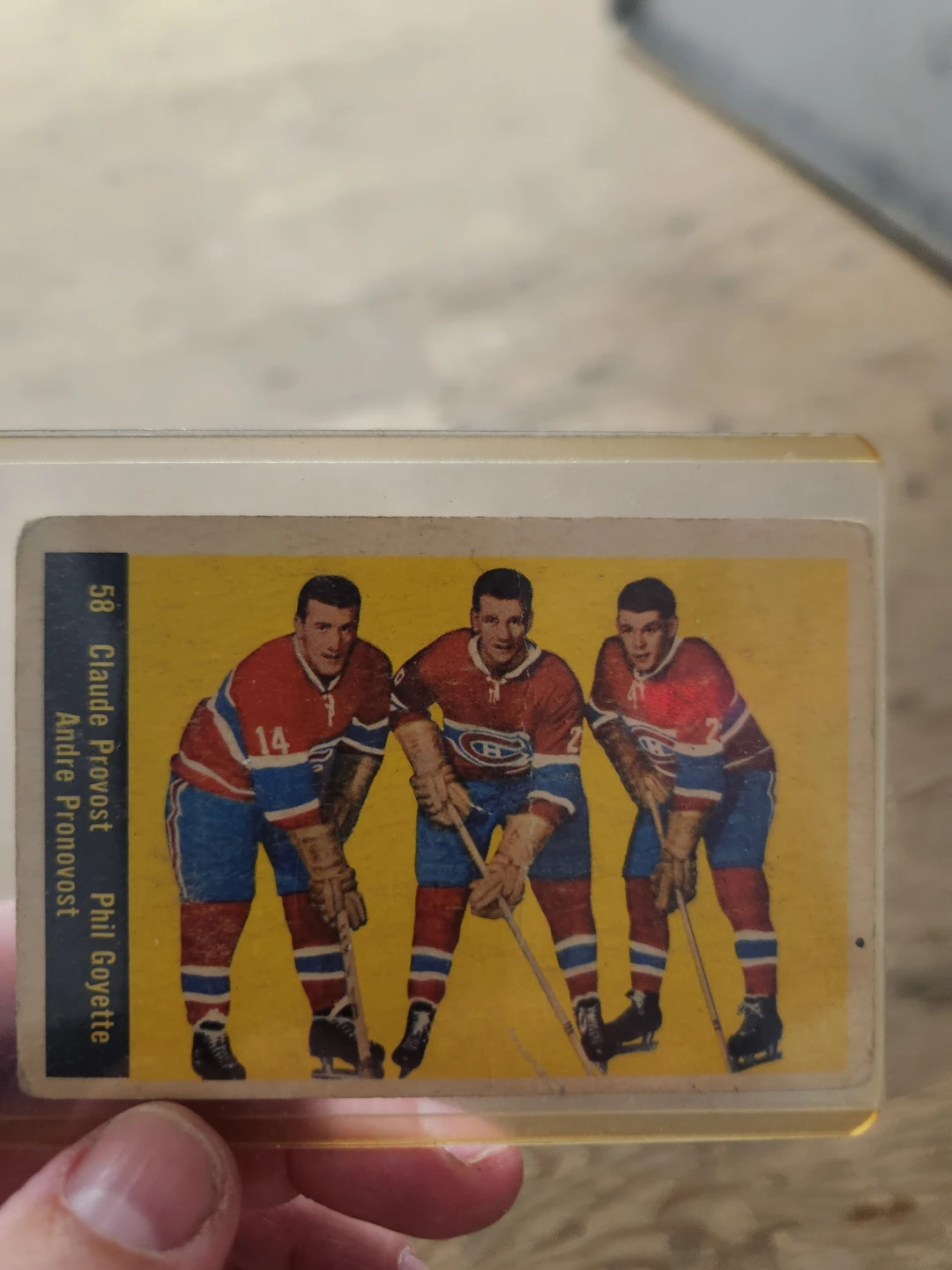 Claude Provost, Phil Goyette, Andre Pronovost Hockey Card