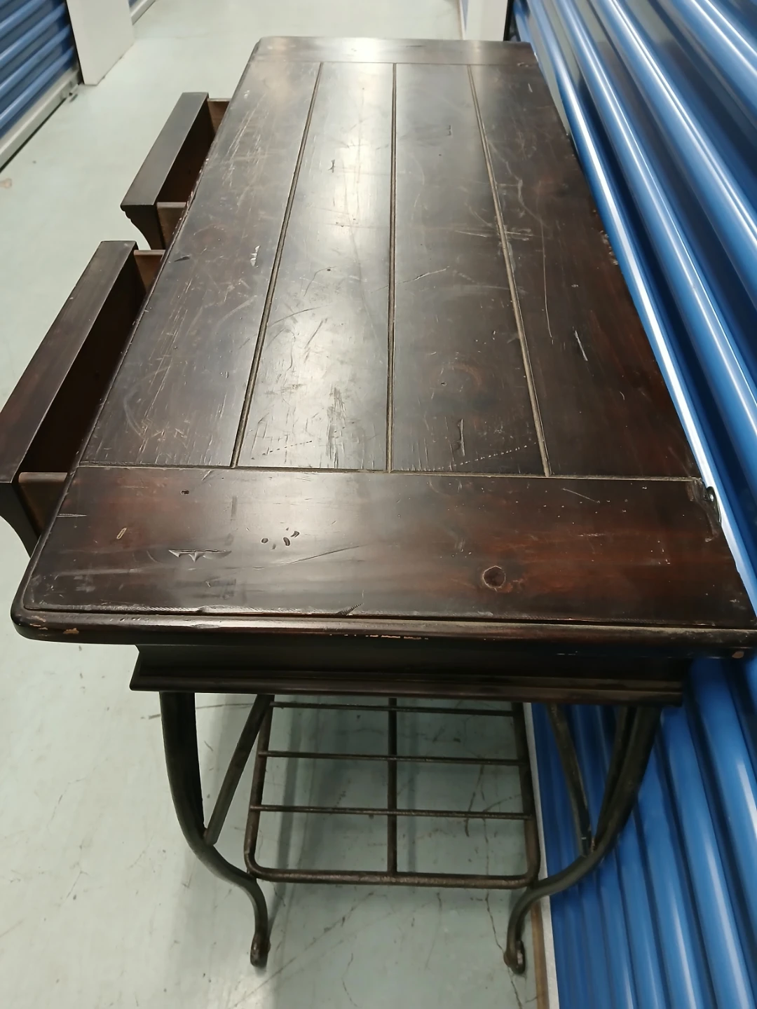 Wooden Console Table with Metal Base and Drawers - photo 2