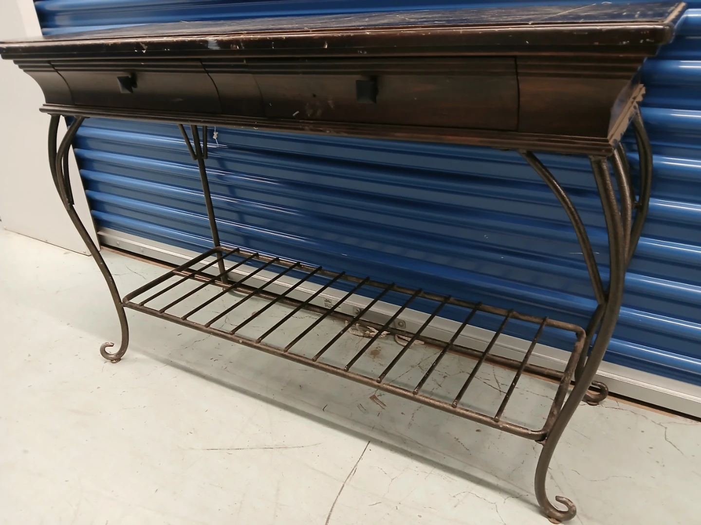 Wooden Console Table with Metal Base and Drawers - photo 3
