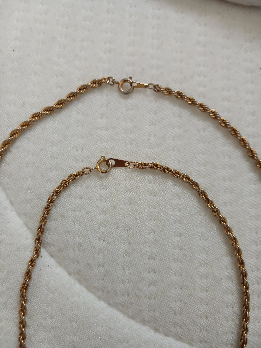 24K Gold Plated 925 Silver Rope Chain Necklace Set - photo 2