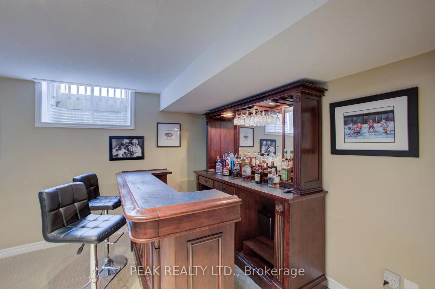 Wooden Home Bar with Glassware Storage