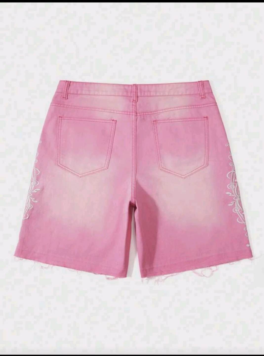 Pink Denim Shorts with Rhinestones and Embroidery - photo 2