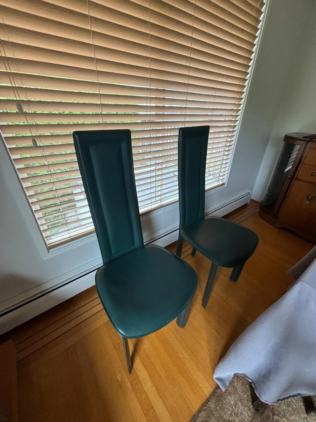 Set of 2 Teal Dining Chairs