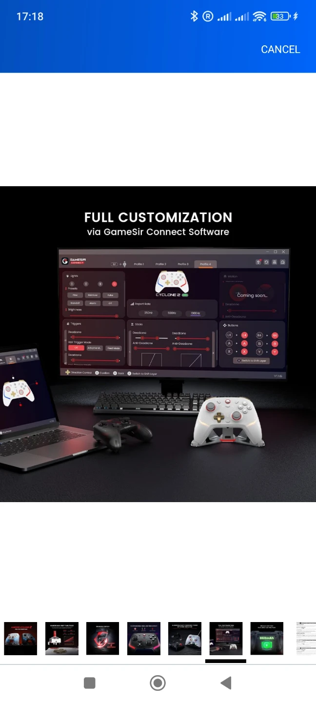 GameSir Cyclone 2 Wireless Gamepad - Black - photo 5