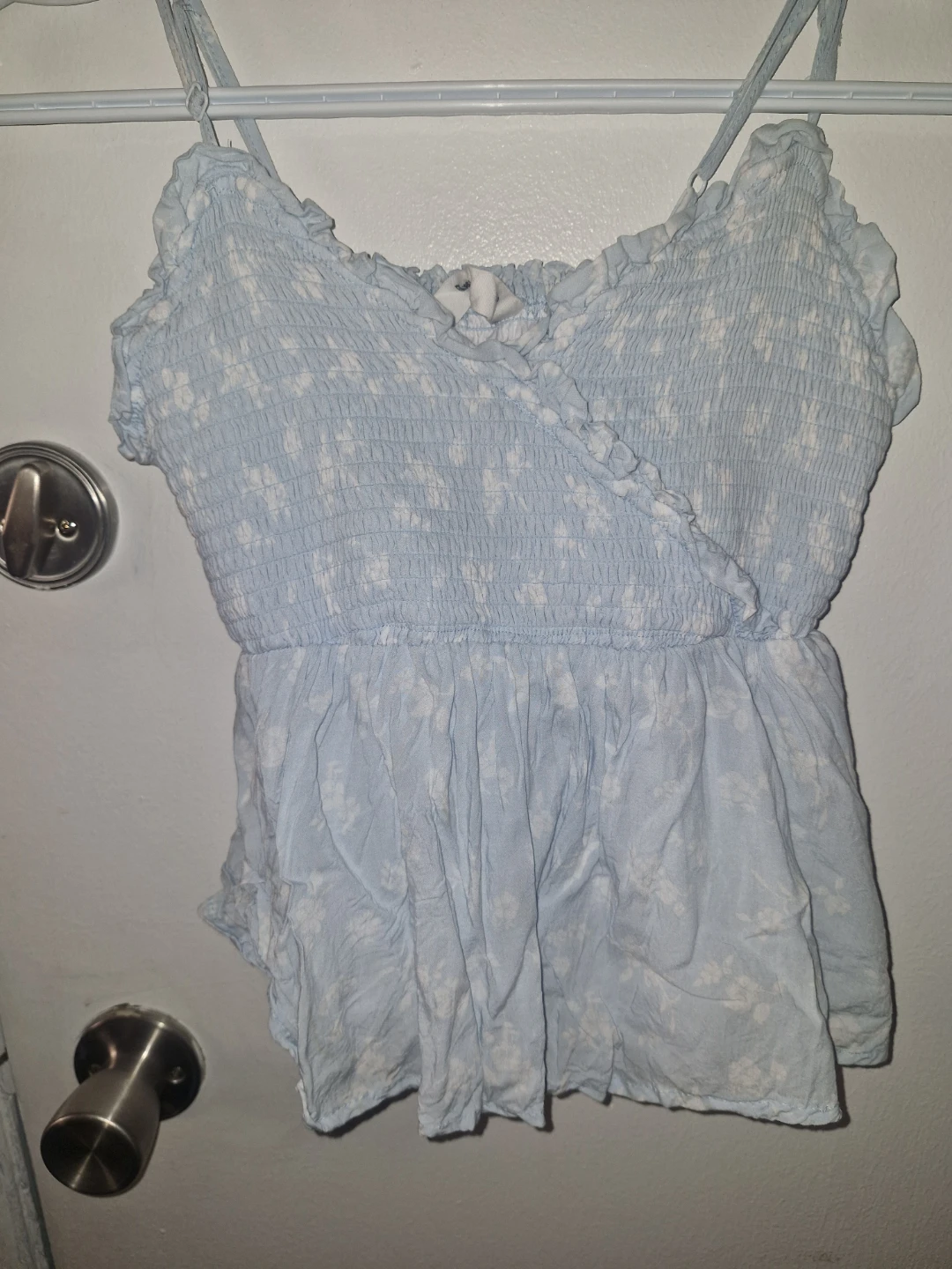 Bluenotes light blue floral peplum cami