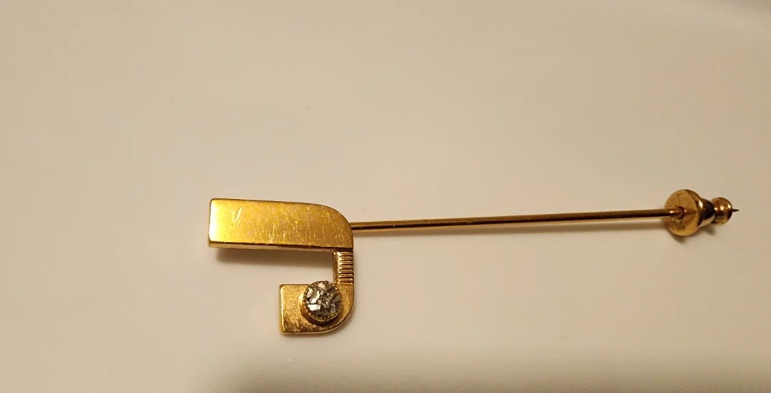 Gold Tone "J" Lapel Pin with Stone Accent - photo 3
