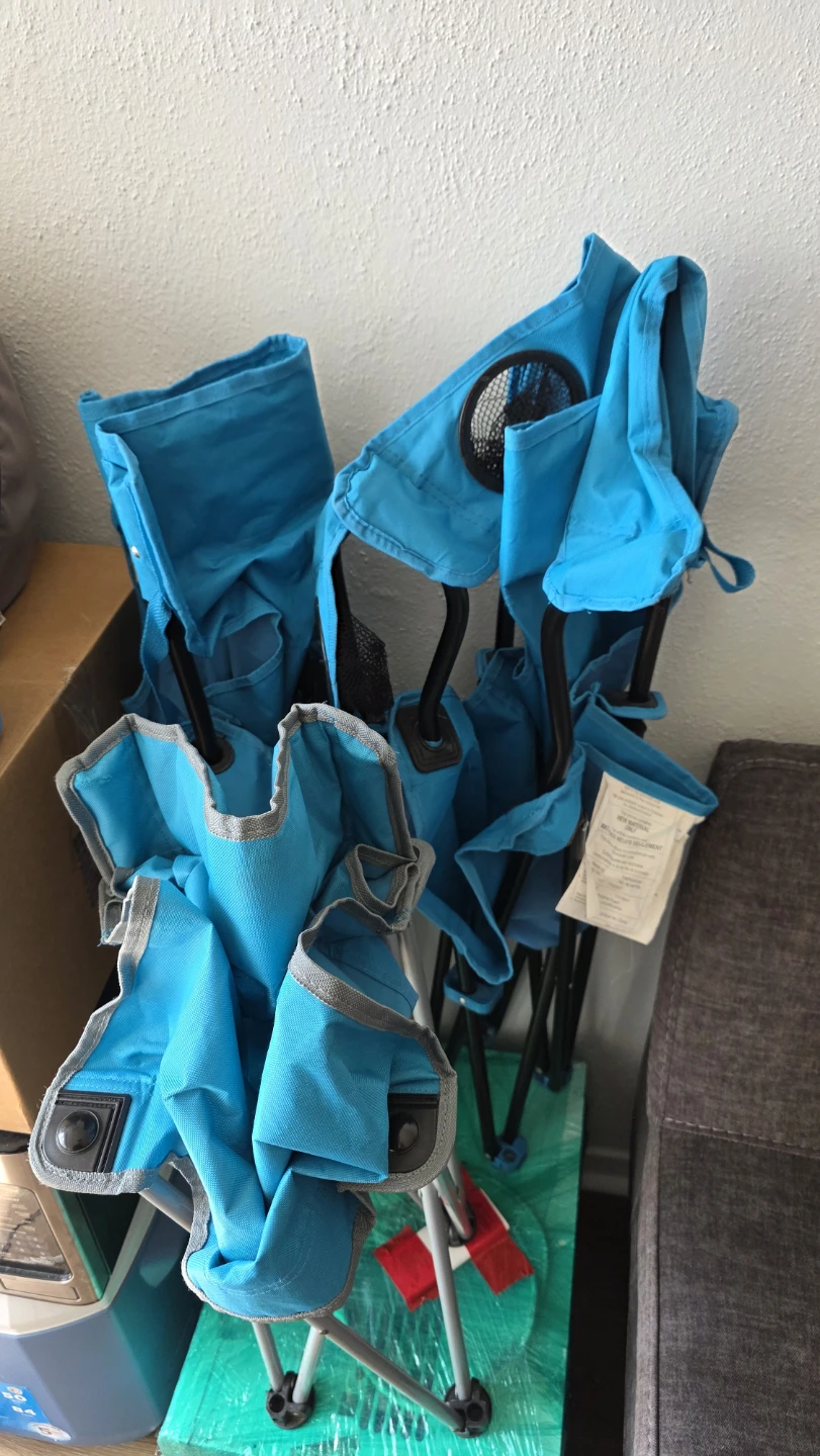 Aqua Blue Folding Camp Chairs (Set of 3)