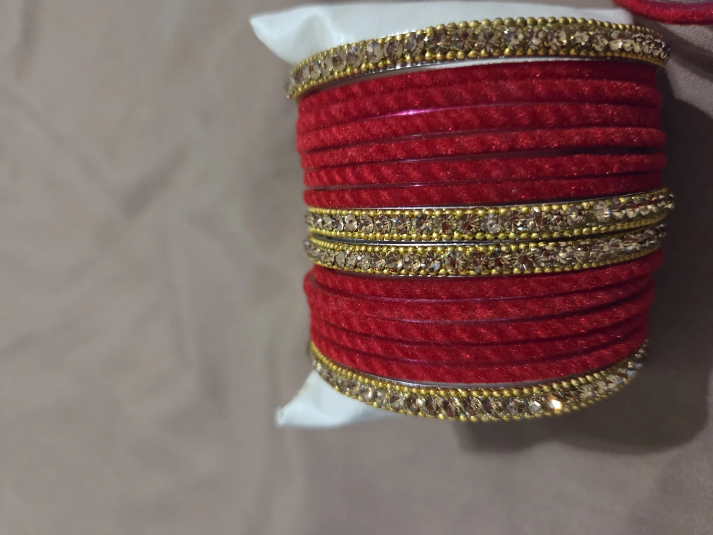 Red Bangles with Gold Rhinestone Accent - photo 3