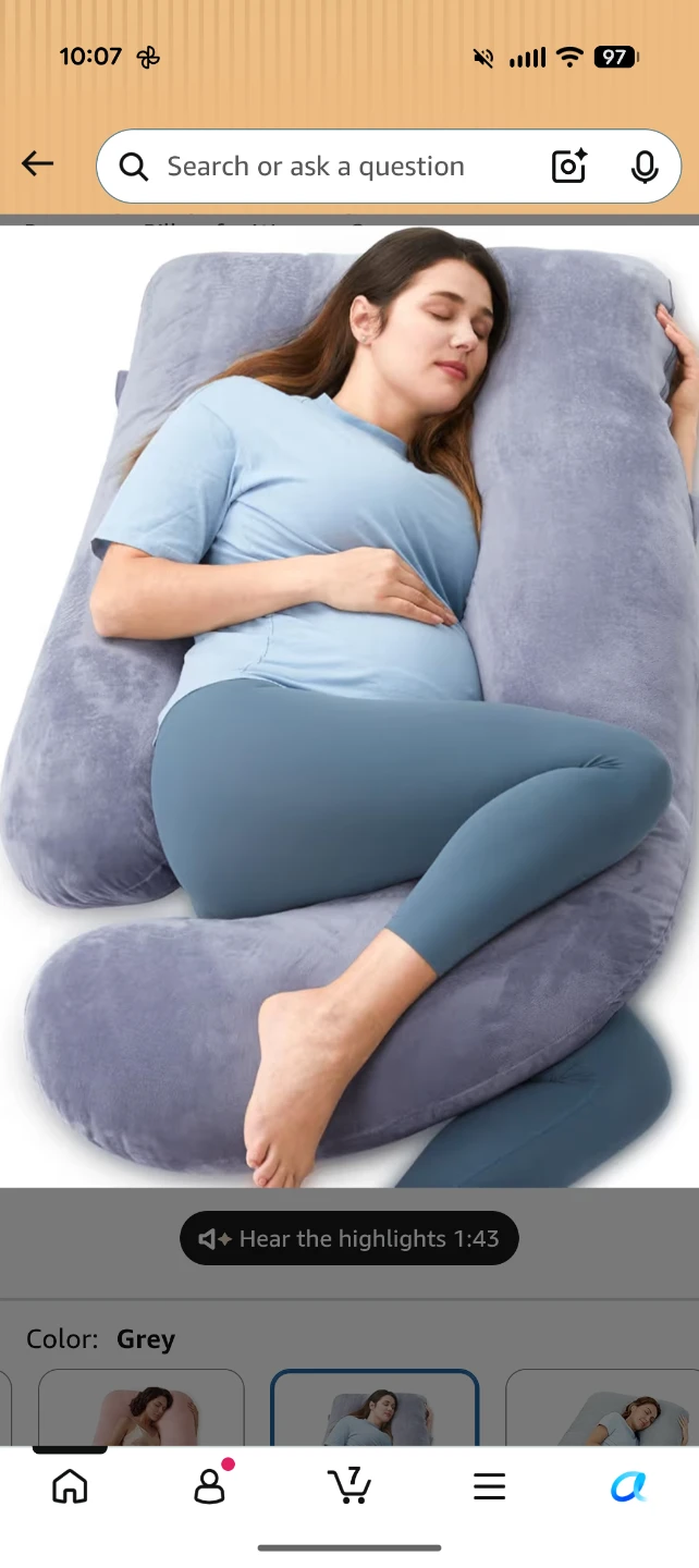 Free- Grey U-Shaped Pregnancy Pillow