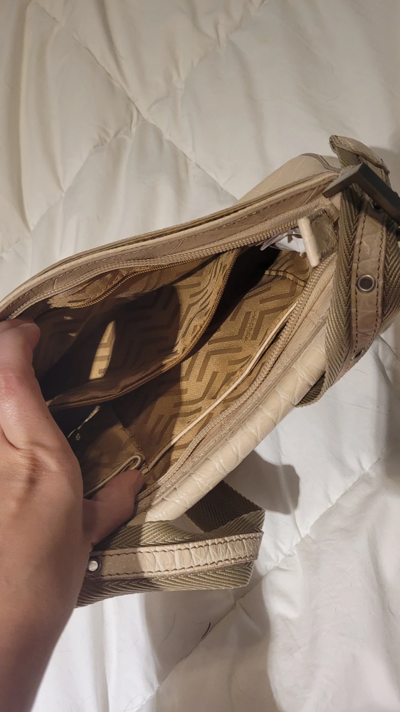 Cream Faux Croc Shoulder Bag - photo 2