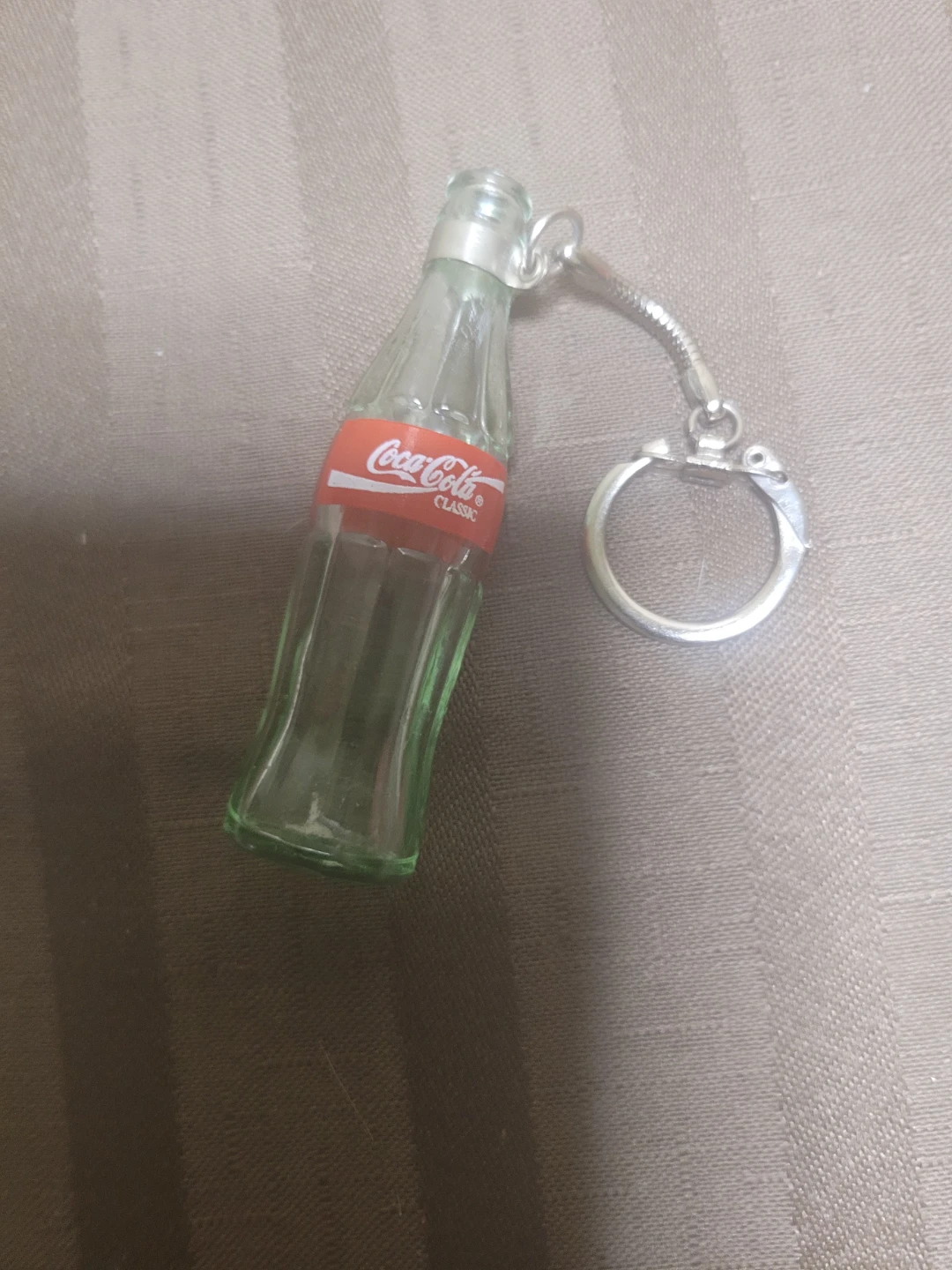 Vintage Glass Coca-Cola Classic Bottle Keychain
