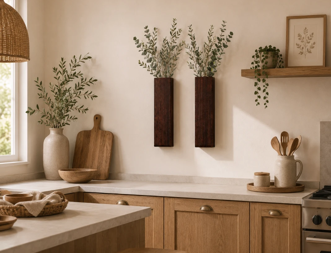Set of 2 Wooden Wall Vases Luxury boho style Wood wall planters - photo 2